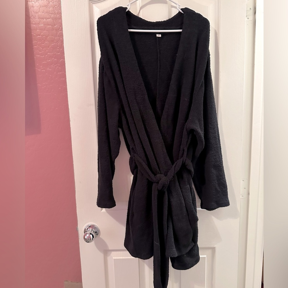 Yitty Short Terrycloth Wrap Close Bath Robe Color Black Size 2X